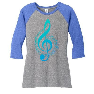 Music Note White Treble Clef Musical Symbol For Musician Gift Women's Tri-Blend 3/4-Sleeve Raglan Shirt