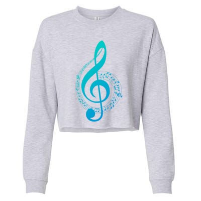 Music Note White Treble Clef Musical Symbol For Musician Gift Cropped Pullover Crew