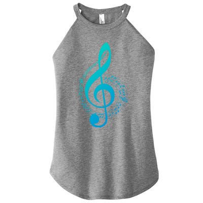 Music Note White Treble Clef Musical Symbol For Musician Gift Women's Perfect Tri Rocker Tank