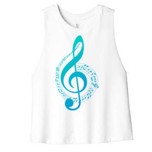 Music Note White Treble Clef Musical Symbol For Musician Gift Women's Racerback Cropped Tank