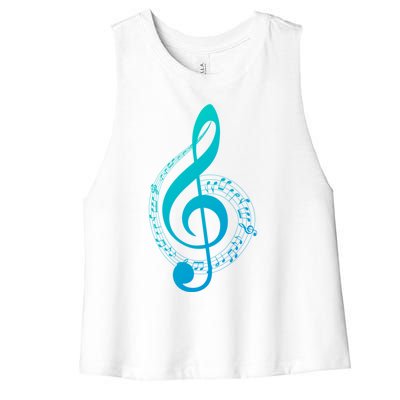 Music Note White Treble Clef Musical Symbol For Musician Gift Women's Racerback Cropped Tank