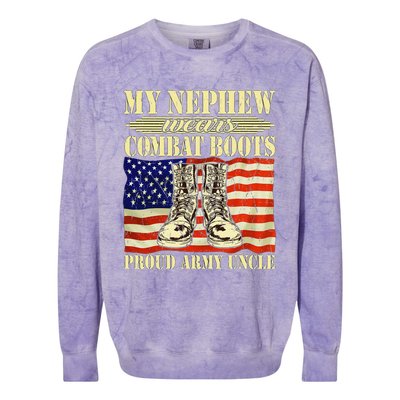 My Nephew Wears Combat Boots Military Proud Army Uncle Gift Colorblast Crewneck Sweatshirt