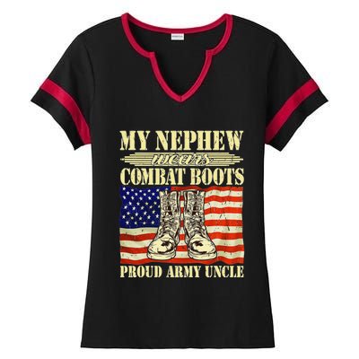 My Nephew Wears Combat Boots Military Proud Army Uncle Gift Ladies Halftime Notch Neck Tee