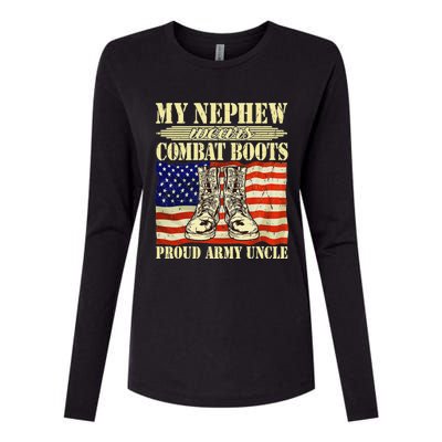 My Nephew Wears Combat Boots Military Proud Army Uncle Gift Womens Cotton Relaxed Long Sleeve T-Shirt