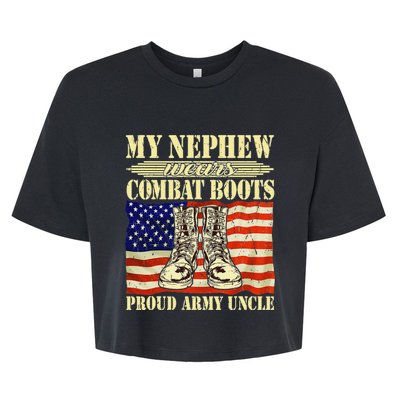 My Nephew Wears Combat Boots Military Proud Army Uncle Gift Bella+Canvas Jersey Crop Tee