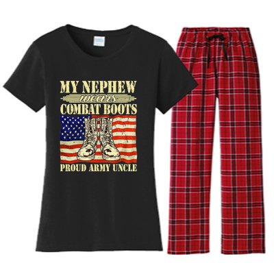 My Nephew Wears Combat Boots Military Proud Army Uncle Gift Women's Flannel Pajama Set