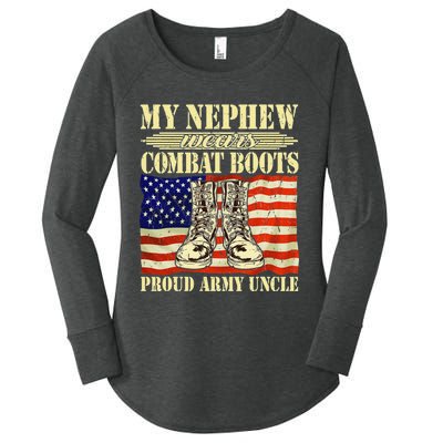 My Nephew Wears Combat Boots Military Proud Army Uncle Gift Women's Perfect Tri Tunic Long Sleeve Shirt