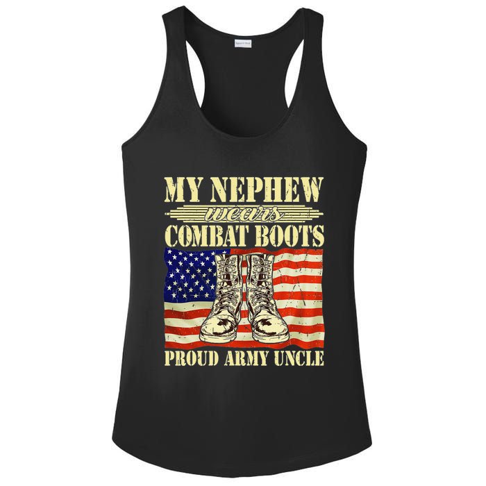 My Nephew Wears Combat Boots Military Proud Army Uncle Gift Ladies PosiCharge Competitor Racerback Tank