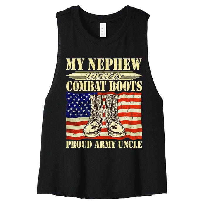 My Nephew Wears Combat Boots Military Proud Army Uncle Gift Women's Racerback Cropped Tank