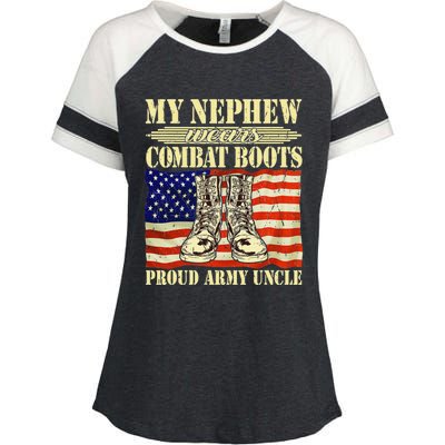 My Nephew Wears Combat Boots Military Proud Army Uncle Gift Enza Ladies Jersey Colorblock Tee