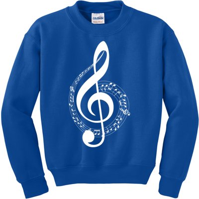 Music Note White Treble Clef Musical Symbol For Musician Gift Kids Sweatshirt