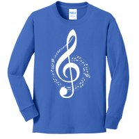 Music Note White Treble Clef Musical Symbol For Musician Gift Kids Long Sleeve Shirt