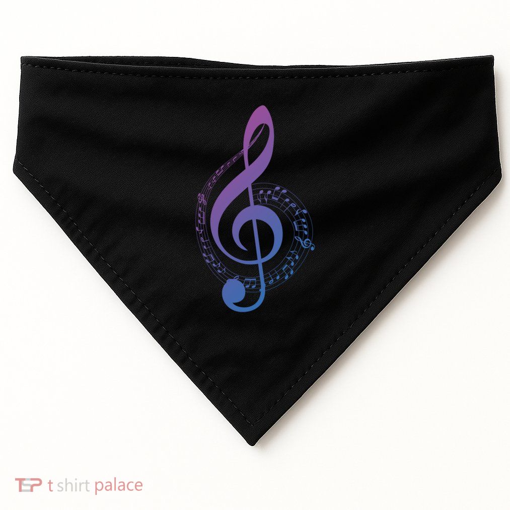 Music Note White Treble Clef Musical Symbol For Musician Gift USA-Made Doggie Bandana
