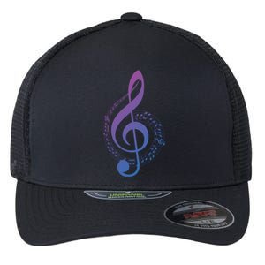 Music Note White Treble Clef Musical Symbol For Musician Gift Flexfit Unipanel Trucker Cap