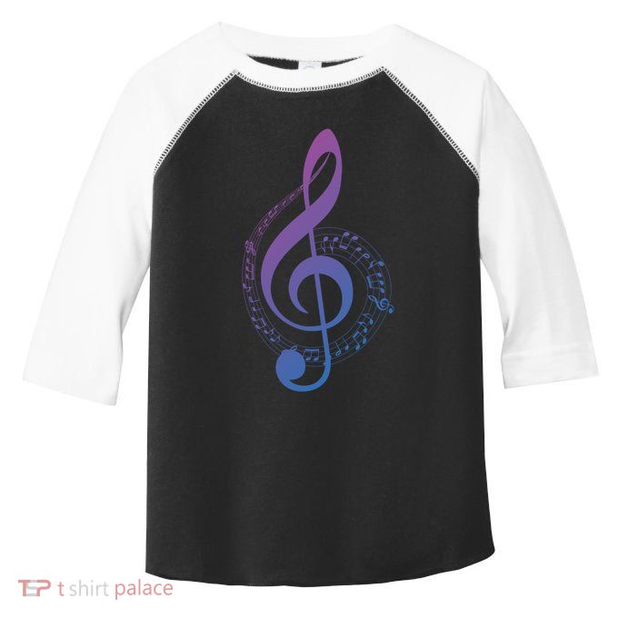 Music Note White Treble Clef Musical Symbol For Musician Gift Toddler Fine Jersey T-Shirt