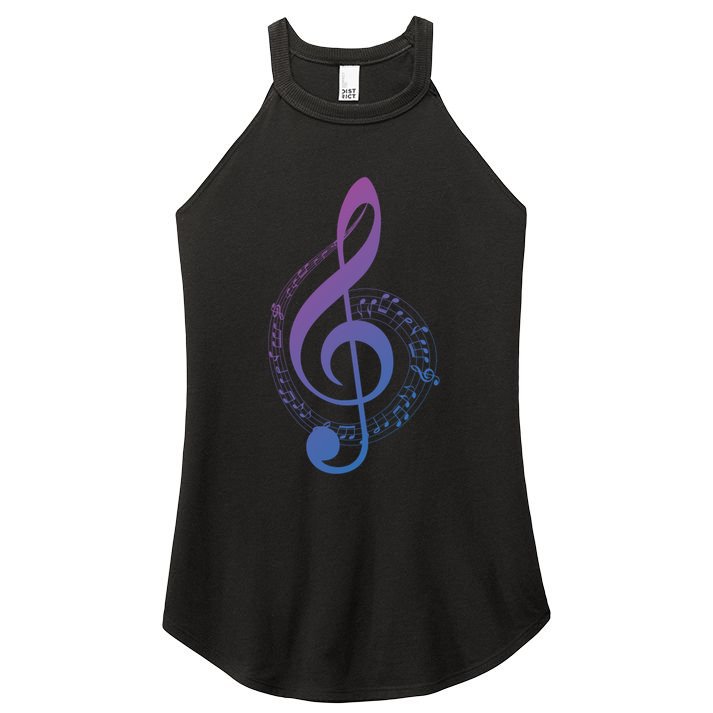 Music Note White Treble Clef Musical Symbol For Musician Gift Women's Perfect Tri Rocker Tank