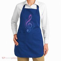 Music Note White Treble Clef Musical Symbol For Musician Gift Apron