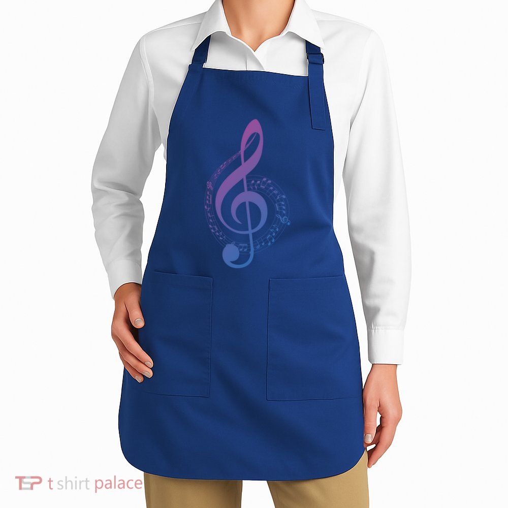 Music Note White Treble Clef Musical Symbol For Musician Gift Apron