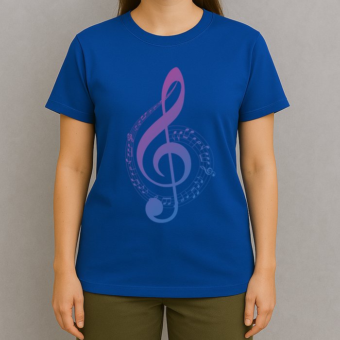 Music Note White Treble Clef Musical Symbol For Musician Gift T-Shirt