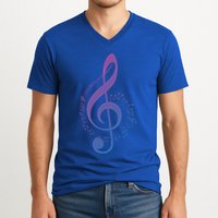 Music Note White Treble Clef Musical Symbol For Musician Gift V-Neck T-Shirt
