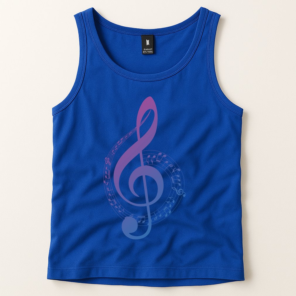 Music Note White Treble Clef Musical Symbol For Musician Gift Tank Top