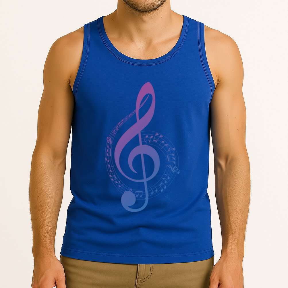 Music Note White Treble Clef Musical Symbol For Musician Gift Tank Top