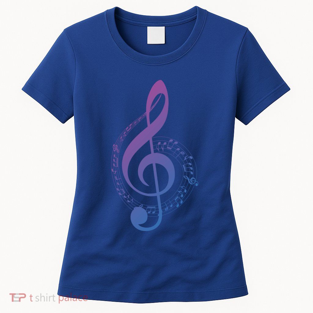Music Note White Treble Clef Musical Symbol For Musician Gift Womens T-Shirt