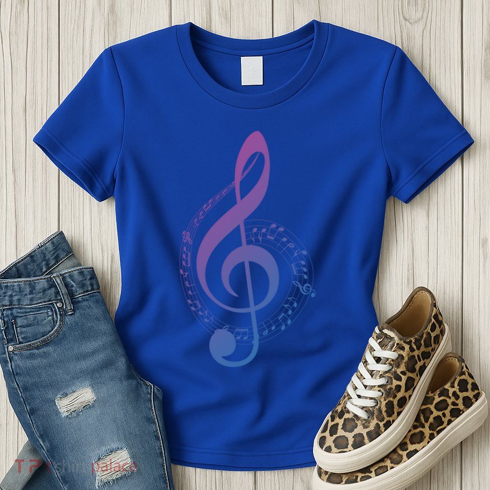 Music Note White Treble Clef Musical Symbol For Musician Gift Womens T-Shirt