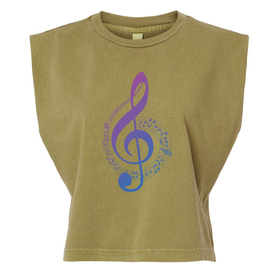 Music Note White Treble Clef Musical Symbol For Musician Gift Garment-Dyed Women's Muscle Tee