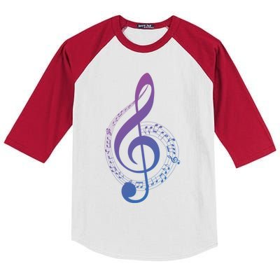 Music Note White Treble Clef Musical Symbol For Musician Gift Kids Colorblock Raglan Jersey