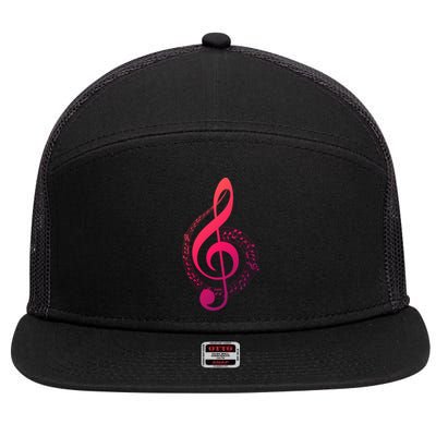 Music Note White Treble Clef Musical Symbol For Musician Gift 7 Panel Mesh Trucker Snapback Hat