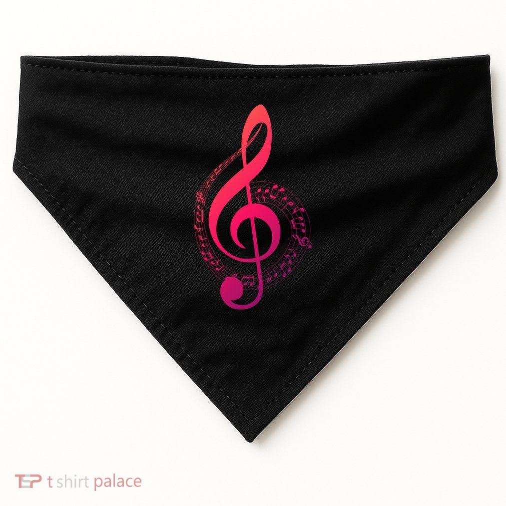 Music Note White Treble Clef Musical Symbol For Musician Gift USA-Made Doggie Bandana