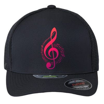 Music Note White Treble Clef Musical Symbol For Musician Gift Flexfit Unipanel Trucker Cap