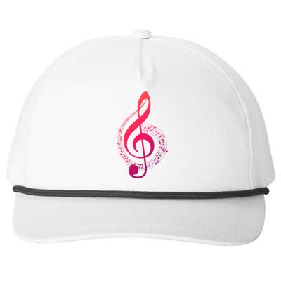 Music Note White Treble Clef Musical Symbol For Musician Gift Snapback Five-Panel Rope Hat