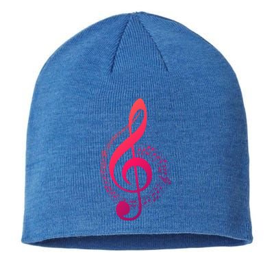 Music Note White Treble Clef Musical Symbol For Musician Gift Sustainable Beanie