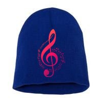 Music Note White Treble Clef Musical Symbol For Musician Gift Short Acrylic Beanie