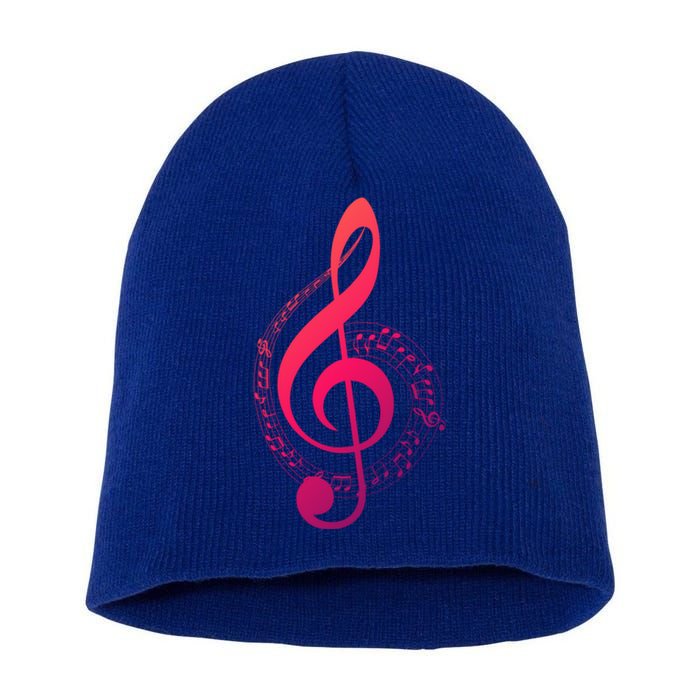 Music Note White Treble Clef Musical Symbol For Musician Gift Short Acrylic Beanie