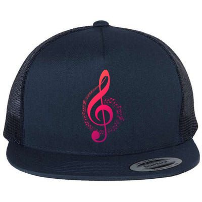 Music Note White Treble Clef Musical Symbol For Musician Gift Flat Bill Trucker Hat