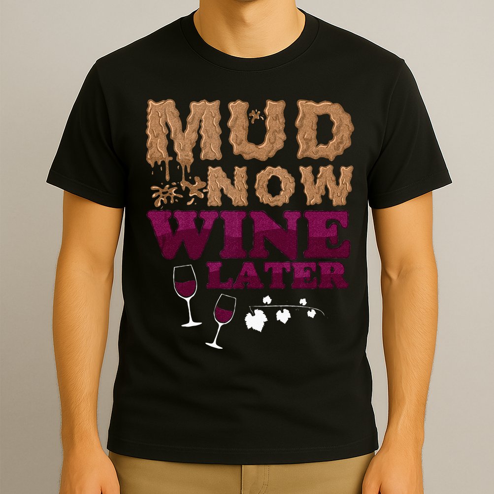 Mud Now Wine Later Obstacle Run Group Outfit T-Shirt