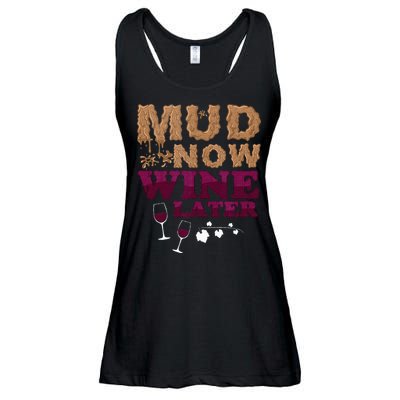 Mud Now Wine Later Obstacle Run Group Outfit Ladies Essential Flowy Tank