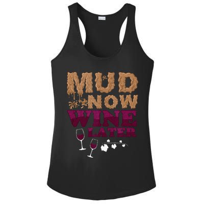Mud Now Wine Later Obstacle Run Group Outfit Ladies PosiCharge Competitor Racerback Tank