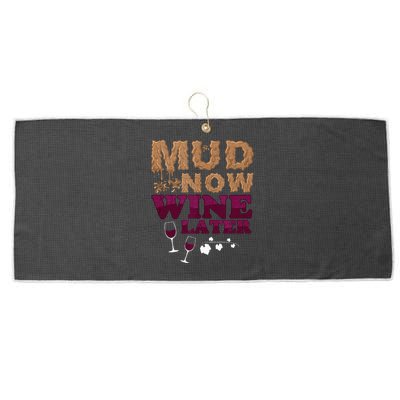 Mud Now Wine Later Obstacle Run Group Outfit Large Microfiber Waffle Golf Towel