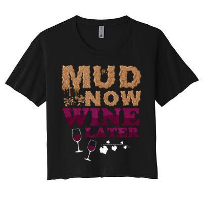 Mud Now Wine Later Obstacle Run Group Outfit Crop Top