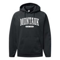 Montauk New York Souvenirs College Style Montauk New York Souvenir Performance Fleece Hoodie