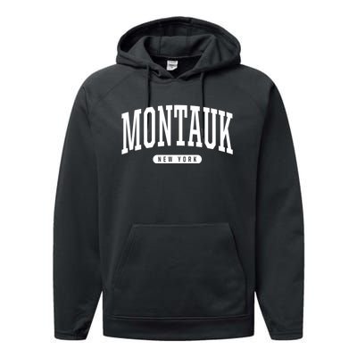 Montauk New York Souvenirs College Style Montauk New York Souvenir Performance Fleece Hoodie