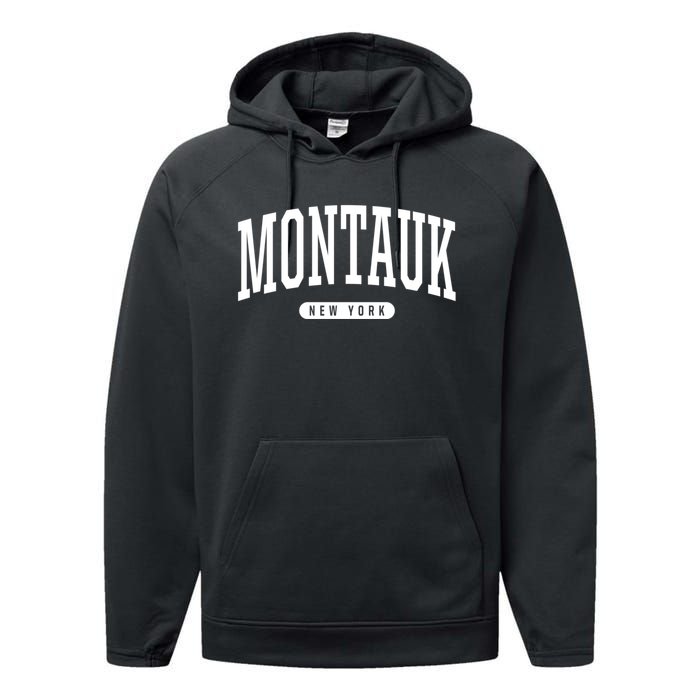 Montauk New York Souvenirs College Style Montauk New York Souvenir Performance Fleece Hoodie