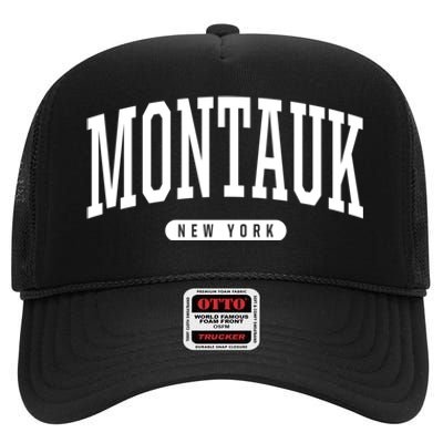 Montauk New York Souvenirs College Style Montauk New York Souvenir High Crown Mesh Back Trucker Hat