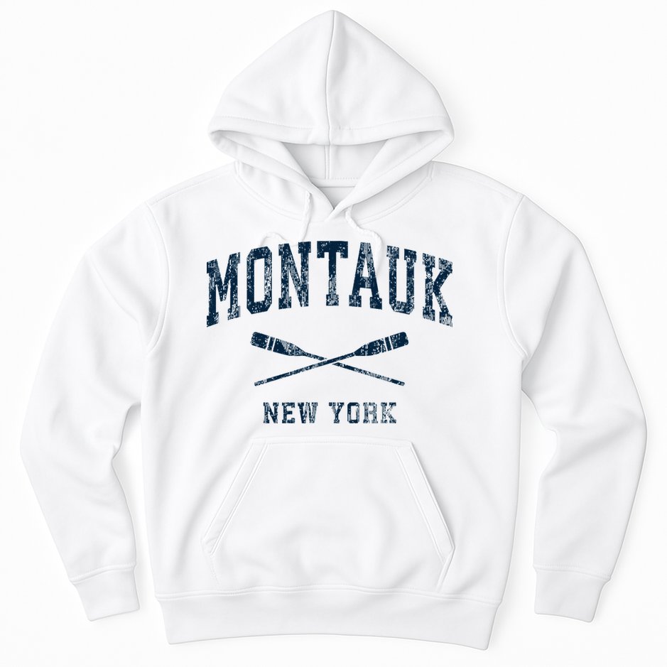Montauk New York Vintage Nautical Paddles Sports Oars Hoodie