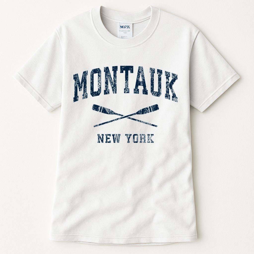Montauk New York Vintage Nautical Paddles Sports Oars Tall T-Shirt