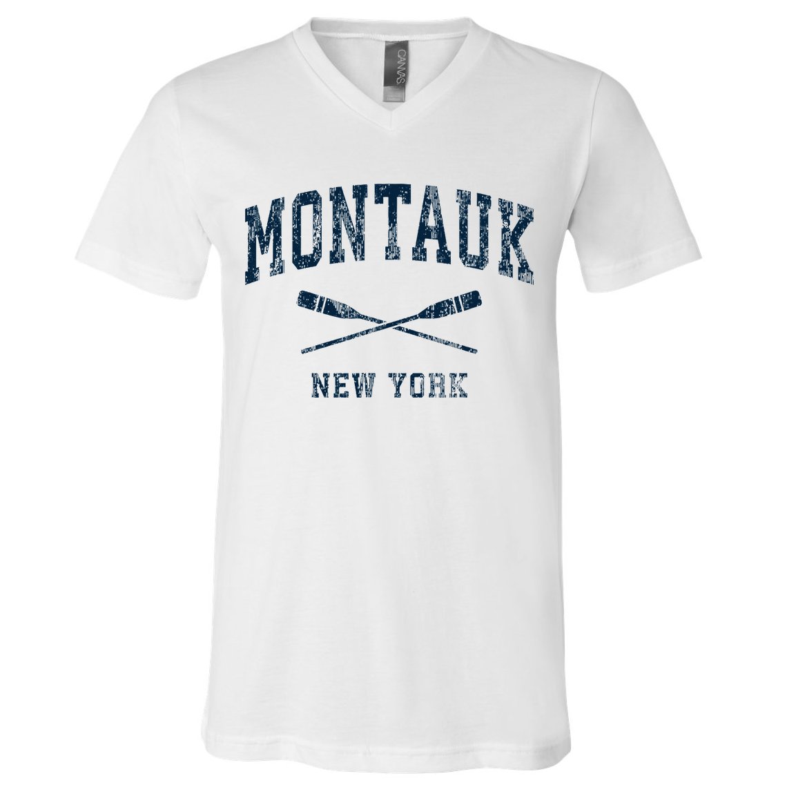 Montauk New York Vintage Nautical Paddles Sports Oars V-Neck T-Shirt